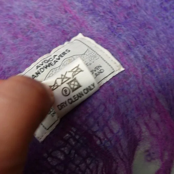 Mohair Wool Shawl Scarf VTG‎ Purple Ombre Striped Irish AVOCA HANDWEAVERS 25x68 - Picture 7 of 8